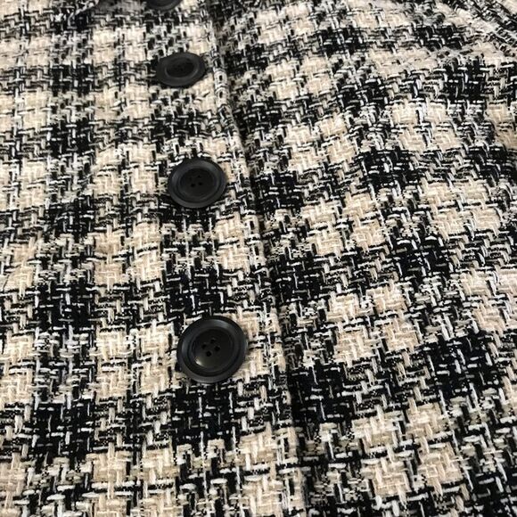 Sarah Bentley Black and cream button up tweed jacket size petite large - Picture 2 of 6